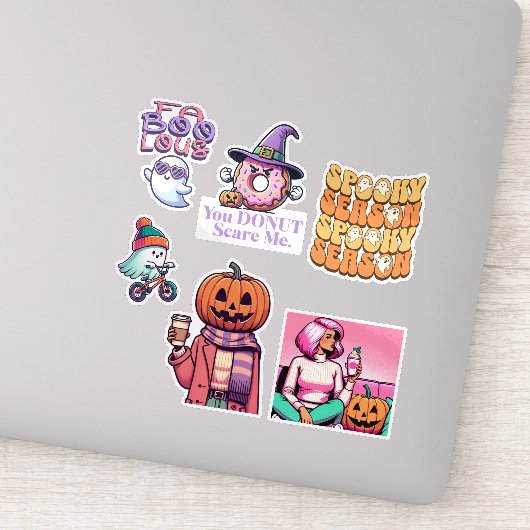 Sticker Saison éffrayante Fantômes d'Halloween et Citrouil (Détail)