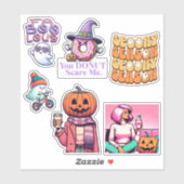 Sticker Saison éffrayante Fantômes d'Halloween et Citrouil (Feuille)