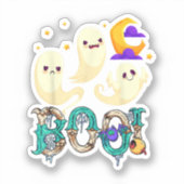 Sticker Saison Éffrayante super mignonne Ghost Holding Cit (Recto)