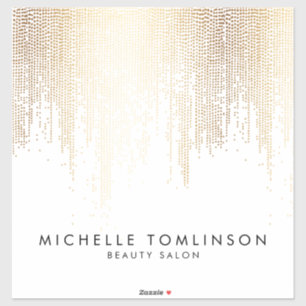 Sticker Salon de Beauté Luxe Faux Or Confetti Pluie