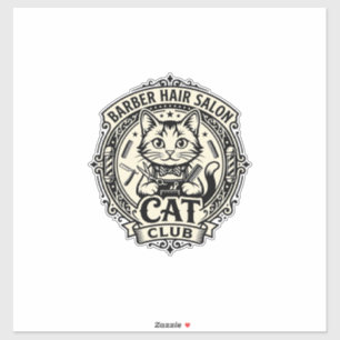 Sticker Salon de coiffure pour hommes Chat drôle Graphique