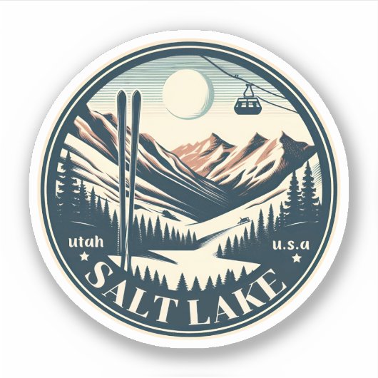 Sticker Salt Lake City Stations de ski Utah cadeaux de ski (Devant)