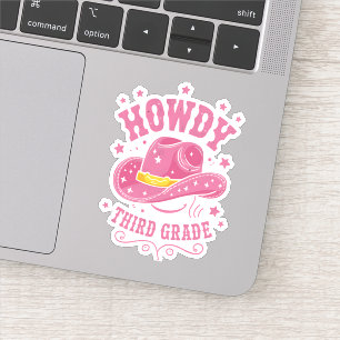 Sticker Salut 3ème année Cowboy Cowgirl Retour à l'école