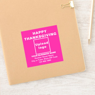 Sticker Salutation d'action de grâces, Carré rose Vinyl