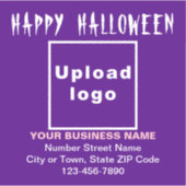 Sticker Salutation d'Halloween d'affaires sur violet Carré (Devant)