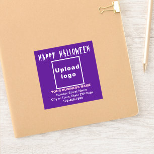 Sticker Salutation d'Halloween d'affaires sur violet Carré