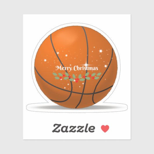 Sticker Salutations de Noël de basket-ball (Feuille)