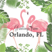 Sticker Salutations d'Orlando, Floride, Flamants roses ros (Recto)