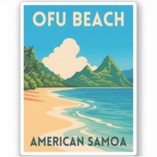 Sticker Samoa américaines rétro Ofu Beach