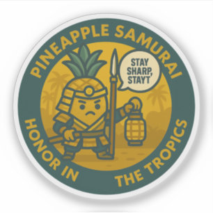 Sticker Samouraï à l'Ananas Enjoué Martial