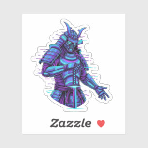 Sticker Samouraï Cyberpunk dans une Lueur Néon
