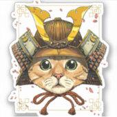 Sticker Samurai Chat Warrior Samurai Amoureux de les chats (Devant)