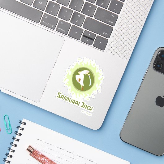Sticker Samurai Jack Leaping Graphic (Ordinateur portable avec iPhone)