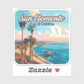 Sticker San Clemente California Beach Orange County Retro (Feuille)