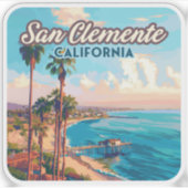 Sticker San Clemente California Beach Orange County Retro (Devant)