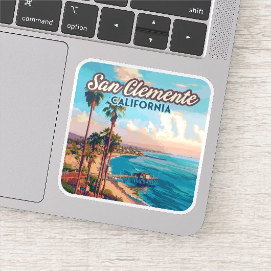 Sticker San Clemente California Beach Orange County Retro (Détail)