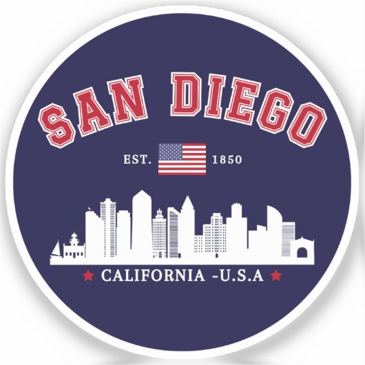 Sticker San Diego California Modern City (Recto)