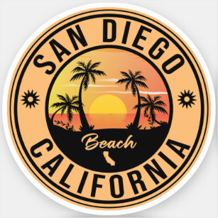 Sticker San Diego California Retro Sunset Souvenirs 80s