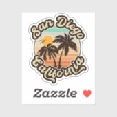 Sticker San Diego California Sunset Palm Trees Souvenirs (Feuille)