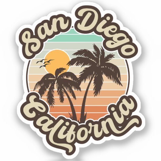 Sticker San Diego California Sunset Palm Trees Souvenirs (Recto)