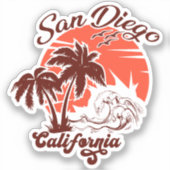 Sticker San Diego California Sunset Palm Trees Souvenirs (Recto)