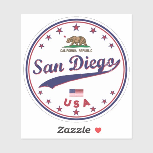 Sticker San Diego, Californie (Feuille)