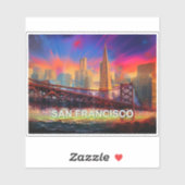 Sticker San Francisco Skyline Abstrait Art (Feuille)