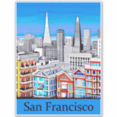Sticker San Francisco Skyline Colour Line Art (Devant)