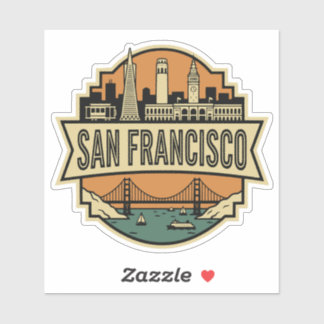 Sticker San Francisco Skyline Vintage Retro Travel Badge 