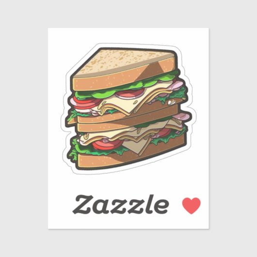 Sticker Sandwich de dessin animé (Feuille)
