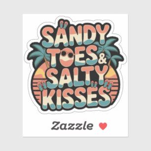 Sticker Sandy Toes & Salty Kisses Retro Beach