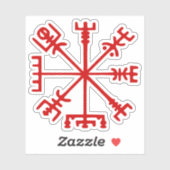 Sticker Sang Rouge Vegvísir (Viking Compass) (Feuille)