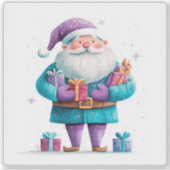 Sticker Santa Cheerfully Delivers Christmas Gifts (Devant)