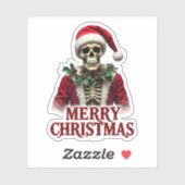 Sticker Santa Claus Skeleton Outfit Skull Funny Christmas  (Feuille)
