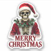 Sticker Santa Claus Skeleton Outfit Skull Funny Christmas  (Devant)