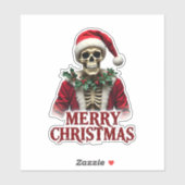 Sticker Santa Claus Skeleton Outfit Skull Funny Christmas (Feuille)