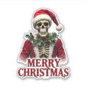 Sticker Santa Claus Skeleton Outfit Skull Funny Christmas (Devant)