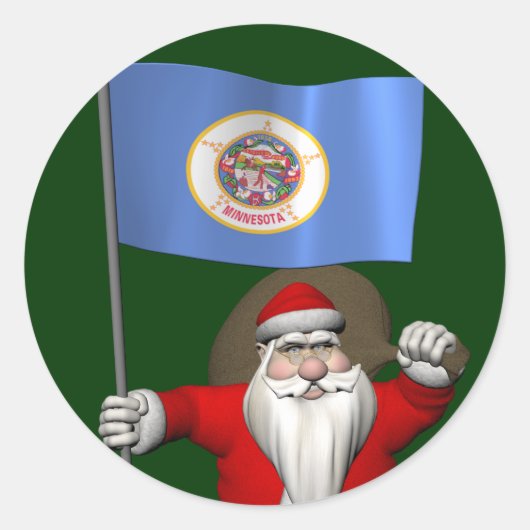 Sticker Santa Claus with Ensign of Minnesota (Devant)