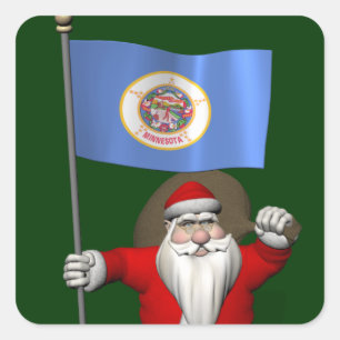 Sticker Santa Claus with Ensign of Minnesota