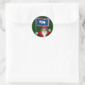 Sticker Santa Claus With Ensign Of Wyoming (Sac)
