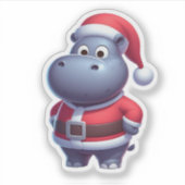 Sticker santa clause hippo, hippo drôle (Devant)