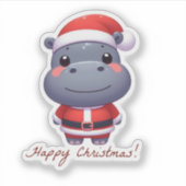 Sticker santa clause hippo, hippo drôle (Devant)