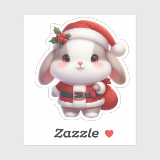Sticker santa, clause lapin, mignon lapin (Feuille)