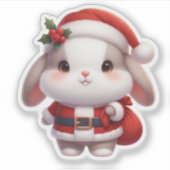 Sticker santa, clause lapin, mignon lapin (Devant)