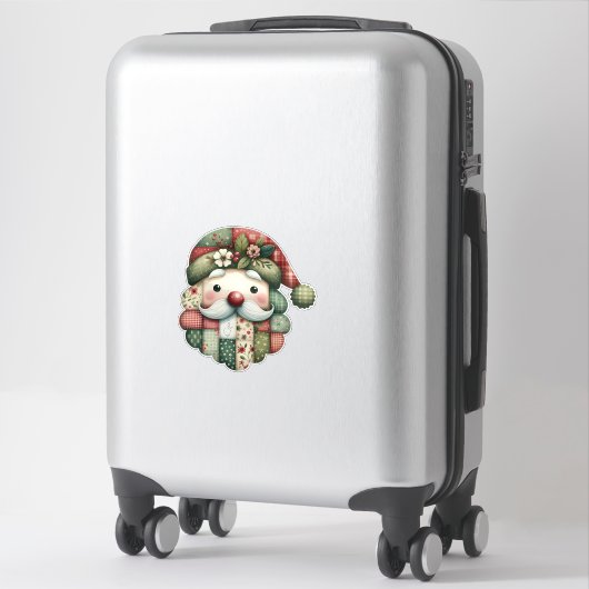 Sticker Santa folklorique patchwork fantaisiste de Noël (Sur valise)