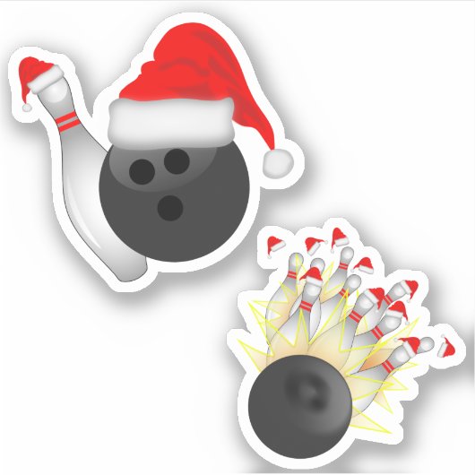 Sticker Santa Hat Bowling Pins Noël (Devant)