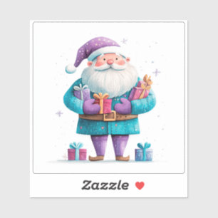 Sticker Santa livre joyeusement des cadeaux de Noël