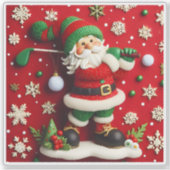 Sticker Santa Playing Golf in Winter (Devant)