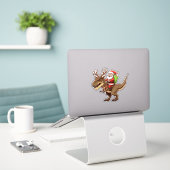Sticker Santa Riding Dinosaur T-Rex (Ordinateur portable sur le bureau)
