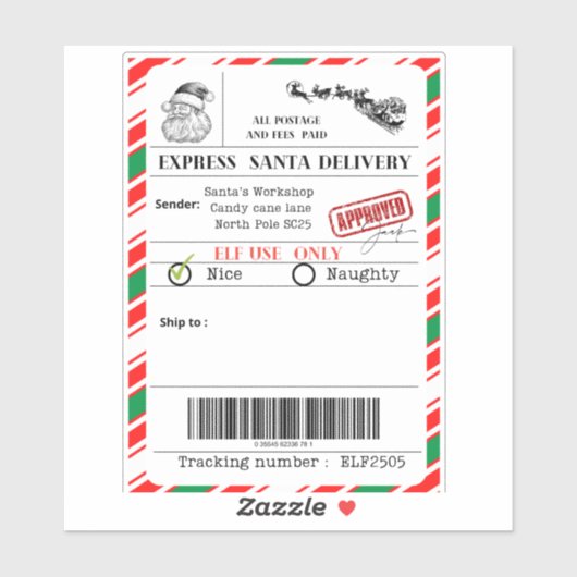 Sticker Santa shipping label (Feuille)